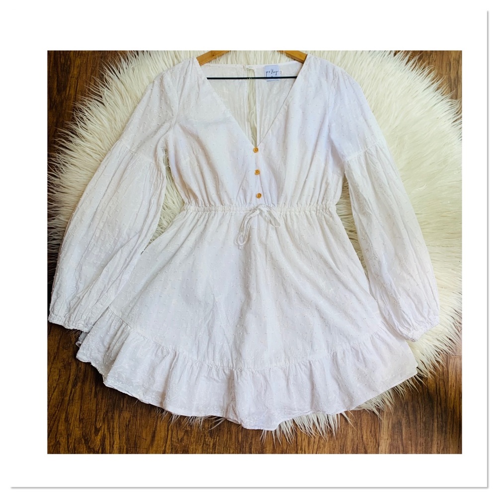 Princess Polly Swiss Dot Mini Dress White Size 12